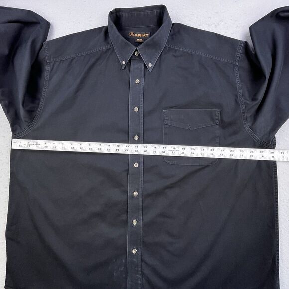 Ariat Shirt Mens XXL Black Long Sleeve Button Down 100% Cotton Workwear Western - Picture 10 of 12